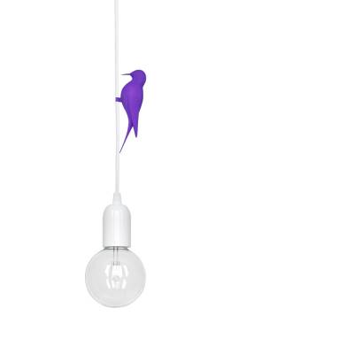 Suspension LETI LED oiseau Violet / Fil Blanc / Studio Macura