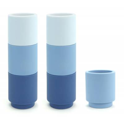 Déco Cookut - Set de 7 bougeoirs en silicone Moji bleu