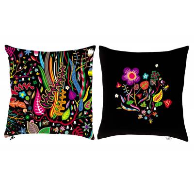 Coussin "Eden 1" / Noir et coloré