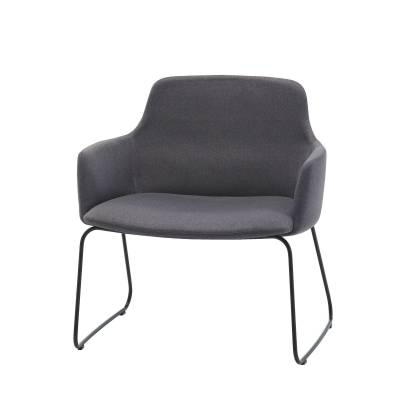 Fauteuil de bureau avec accoudoirs UNNIA TAPIZ / piétement luge / Tissu gris foncé