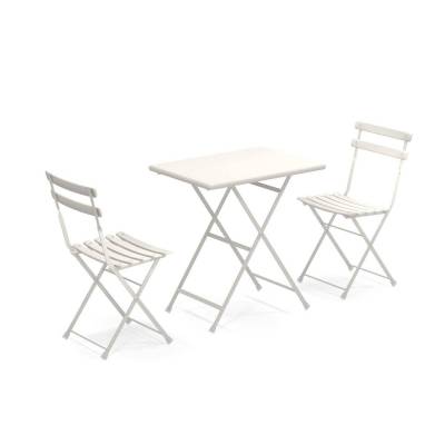 Composition : 1 Table et 2 Chaises de jardin ARC EN CIEL / Blanc