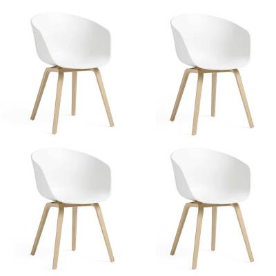 Lot de 4 chaises AAC 22 / Blanc / Pied Chêne