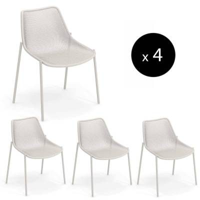 Lot de 4 chaises de jardin ROUND / H. 85 cm / 3 coloris