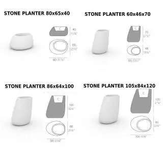 Pot de fleur outdoor STONES / H. 1 m / Kaki