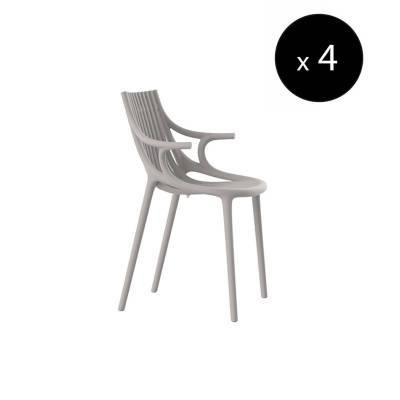 MAUD Lot de 4 Chaises avec accoudoir IBIZA / H. assise 45 cm / Écru