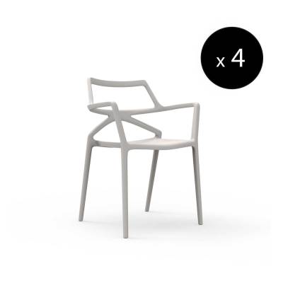 MAUD Lot de 4 Chaises outdoor DELTA / H. assise 46 cm / Écru