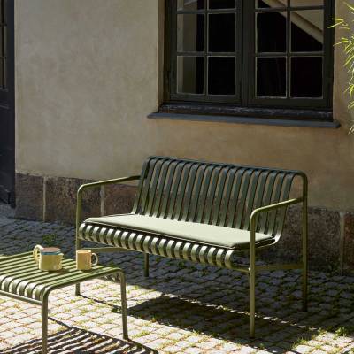 Banc avec dossier PALISSADE / L. 1,28 m / Olive