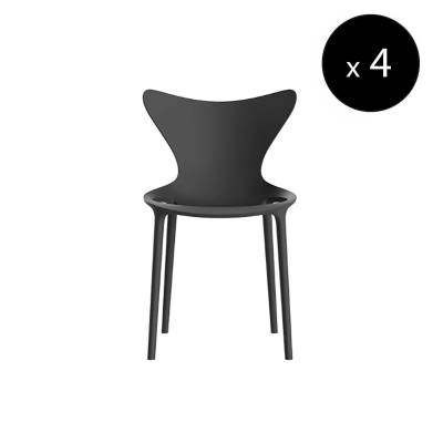 MAUD Lot de 4 Chaises LOVE / H. assise 45 cm / Noir