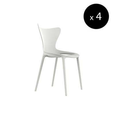 MAUD Lot de 4 Chaises LOVE / H. assise 45 cm / Blanc