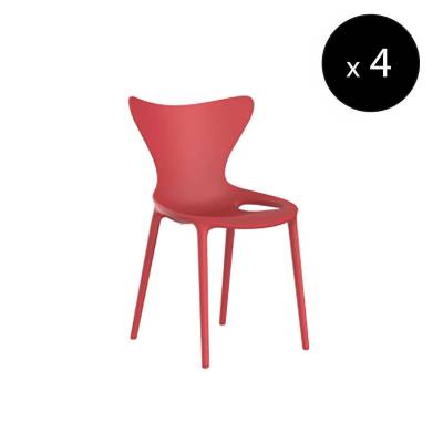 MAUD Lot de 4 Chaises LOVE / H. assise 45 cm / Rouge