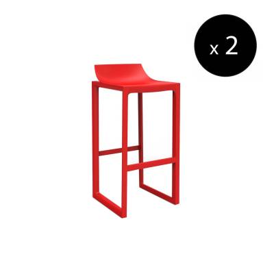 MAUD Lot de 2 Tabourets outdoor WALL STREET / H. assise 76 cm / Rouge