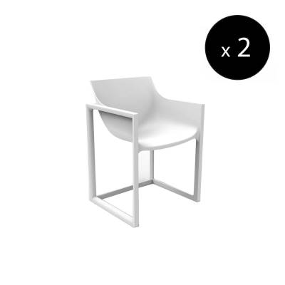 MAUD Lot de 2 Fauteuils outdoor WALL STREET / H. assise 45 cm / Blanc