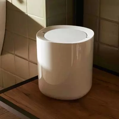 Poubelle de salle de bain en bois H : 34 cm