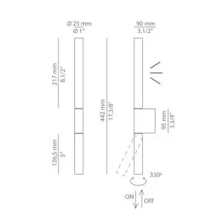 Dimensions pour applique liseuse CANUT - LED intégrée / Estiluz