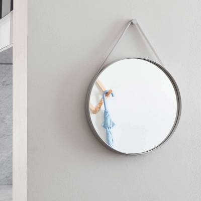 Miroir mural STRAP by Hay / Ø 50 cm - Bandeau gris