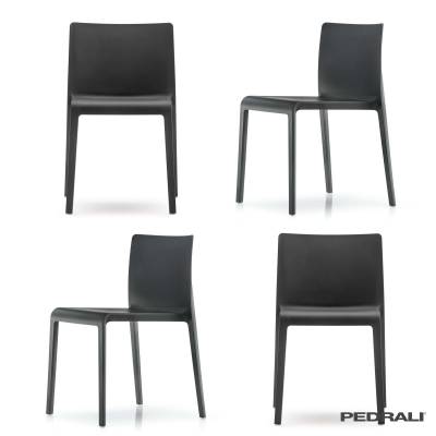 4 Chaises VOLT 670 / Polypropylène Noir / Pedrali