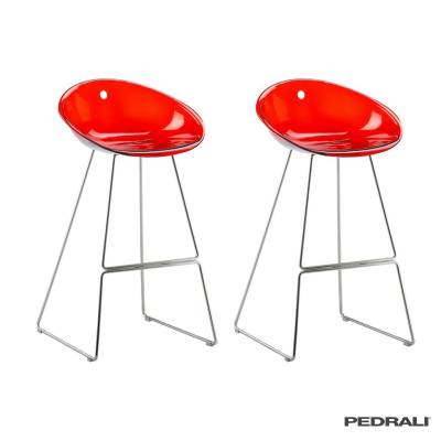 Tabouret de bar GLISS 902 / Rouge - Chrome / Pedrali