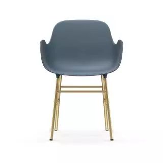 Fauteuil fixe FORM / Bleu / Piétement laiton / Normann Copenhagen