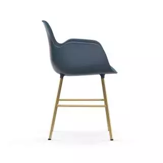 Fauteuil fixe FORM / Bleu / Piétement laiton / Normann Copenhagen