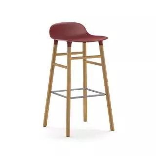 Tabouret FORM / Rouge / 2 dimensions / Piétement chêne / Normann Copenhagen