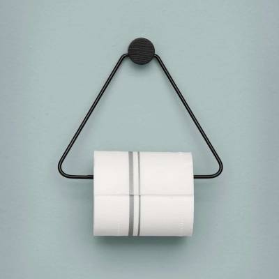 Porte rouleau papier toilette FERM LIVING / L. 17,5 cm / Acier / Noir