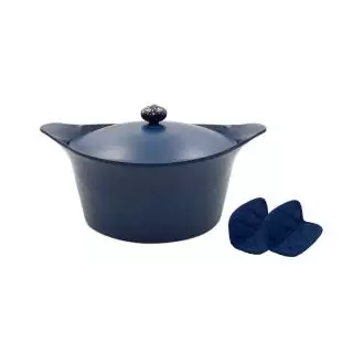 Ensemble collection L'INCROYABLE Cocotte + Poele + Casserole + Manique + Cuillere + Poignee / 2 dimensions / Bleu / Cookut