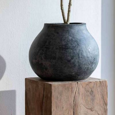 Cache Pot PAT / ø 30 ou 41 cm / Terre Cuite / Noir / Gommaire