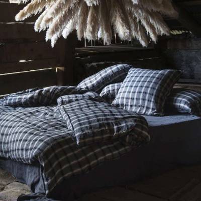 Housse de couette HIGHLANDS LUNE / 3 Dimension / Lin / Noir - Beige / Le Monde Sauvage