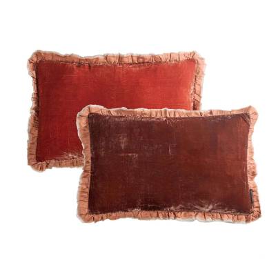 Coussin SERAPHINE SANTA FE / 40 x 60 cm / Soie / Rouge / Le Monde Sauvage