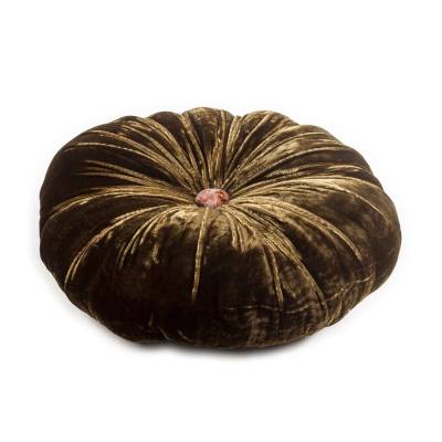 Coussin SWEET OWAKA / ø 30 cm / Soie / Marron / Le Monde Sauvage