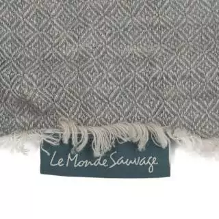 Plaid CHEVRON ACIER / 170 x 250 cm / Lin / Gris / Le Monde Sauvage