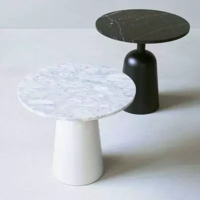Table d'appoint TURN / Ajustable / ø 55 cm / Marbre / Blanc