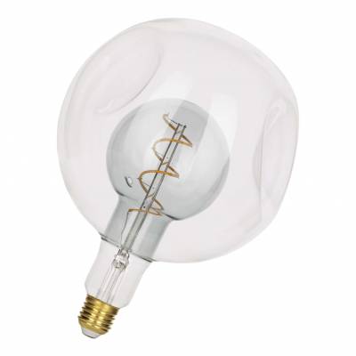 Ampoule double verre décorative variable LED / ø 18 cm / G180 E27 / 4 W / Verre Clair et Gris