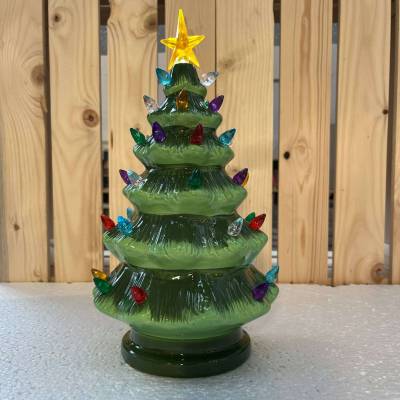 Sapin de Noël Lumineux LED L / Ø 17 x 31,5 cm / Céramique / Vert / Zone Denmark