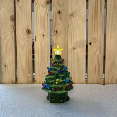 Sapin de Noël Lumineux LED S / Ø 10 x 17 cm / Céramique / Vert / Zone Denmark