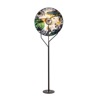 Lampadaire DAME DE PIQUE EDGAR / H. 1,70 m / Tissu / Noir Jaune Blanc Vert / Un autre Regard