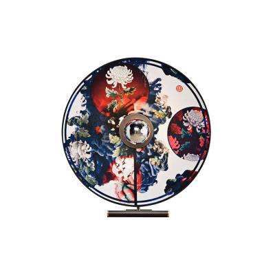 Lampe à poser DAME DE PIQUE MONONOKE / H. 59 cm - Ø 55 cm / Tissu / Blanc Rouge Bleu / Un autre Regard