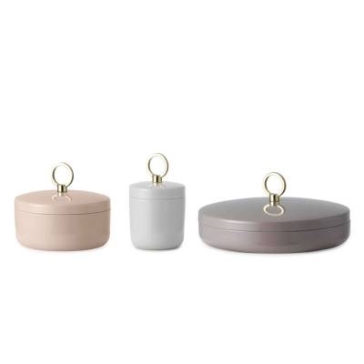 Boîte de rangement RING / H. 7 x Ø 15,5 cm / Acier / Gris clair / normann copenhagen