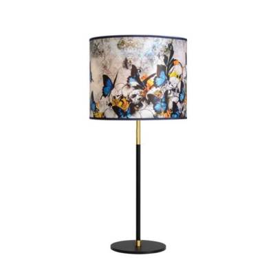 Lampe de table DAME DE PIQUE AMOR FATI / H. 68 cm - Ø 31 cm / Tissu / Blanc Bleu Jaune / Un autre Regard