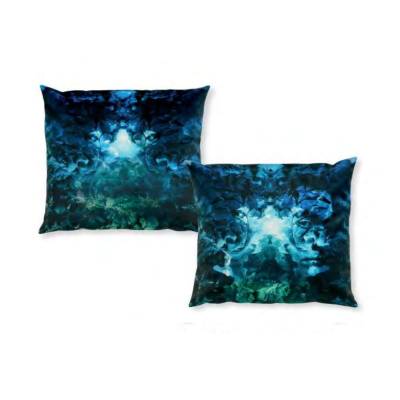 Coussin carré DAME DE PIQUE RITE DU SOLEIL NOIR / 40 ou 60 cm / Tissu / Bleu / Un autre Regard