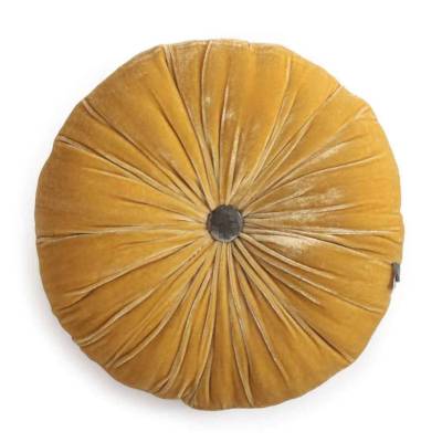 Coussin Rond SWEET / ø 30 cm / Soie / Jaune Madras / Le Monde Sauvage