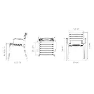 dimension chaise outdoor RECLIPS / H. assise 46 cm / Accoudoirs en Aluminium / Plastique recyclé / Houe