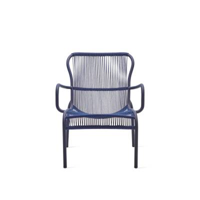 Fauteuil lounge de jardin LOOP / H. assise 39 cm / Corde Polypropylène / Bleu Indigo / Vincent Sheppard