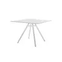Table carrée MART / L. 100 x H. 73 cm / Piétement aluminium / Plateau Blanc / Plank