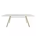 Table MART / L. 200 x H. 73 cm / Piétement frêne naturel / Plateau Blanc / Plank
