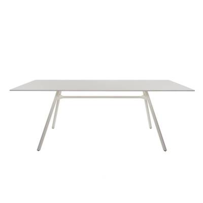 Table MART / L. 200 x H. 73 cm / Piétement aluminium / Plateau Blanc / Plank