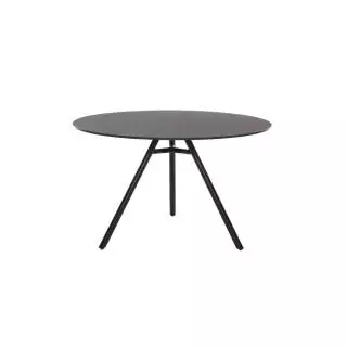 Table ronde MART / Ø 110 ou 120 cm / Piétement aluminium / Plateau Noir / Plank