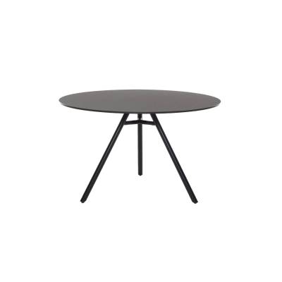 Table ronde MART / Ø 110 ou 120 cm / Piétement aluminium / Plateau Noir / Plank