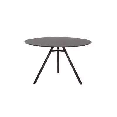 Table ronde MART / Ø 110 ou 120 cm / Piétement aluminium / Plateau Noir / Plank