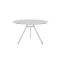 Table ronde MART / Ø 110 ou 120 cm / Piétement aluminium / Plateau Blanc / Plank